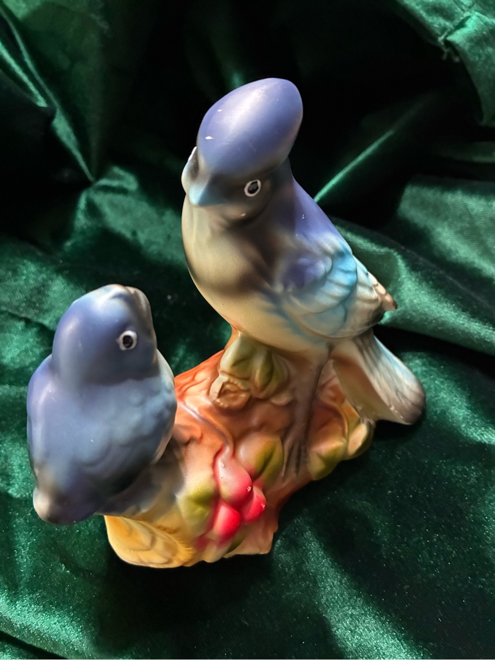 VTG Bluebirds Ceramic Figurine Decorative Pet Bird Statue